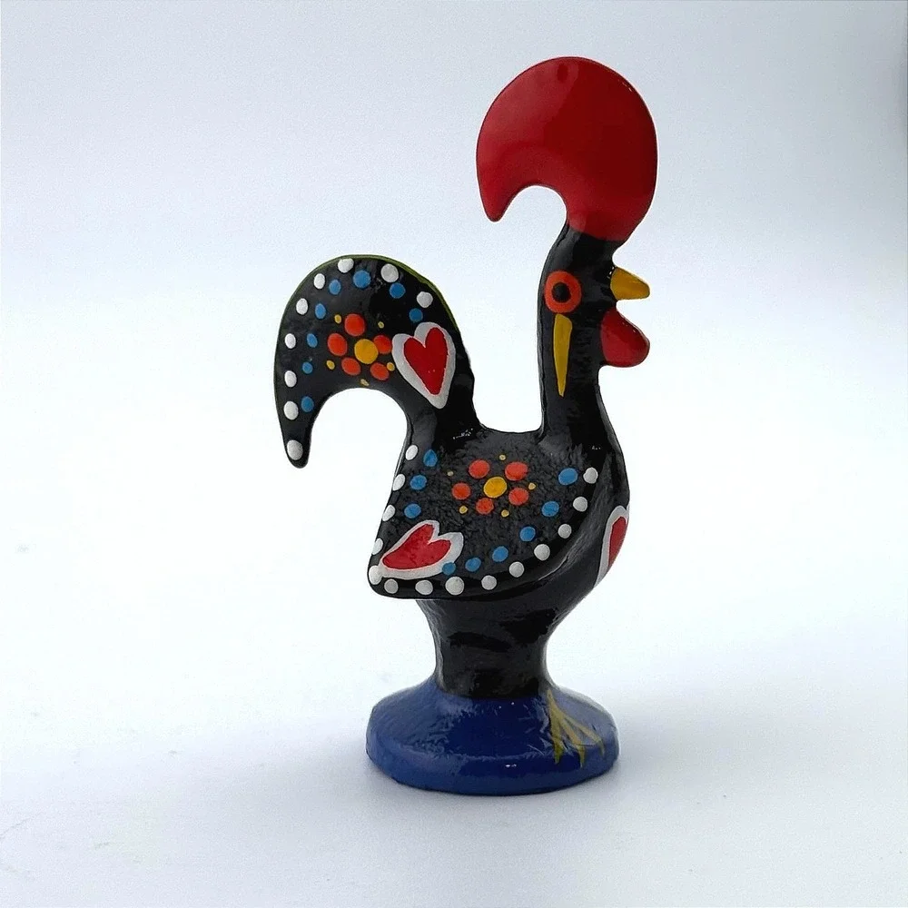 Galo de Barcelos Portuguese Rooster‎ Figurine Hand Painted Folk Art Good Luck
